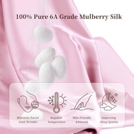 100% Pure Mulberry Silk Pillowcase Silk Pillow Cases for Hair and Skin with Hidden Zipper,6A High-Grade Fibers Dual Sides Silk Pillow Cover for Men and Women. (Pink, Standard(20"*26"))