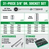 SK Tools USA 3/8" Drive, 31 Piece, 6 Point, Standard
