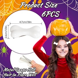 Molain 6 Pieces Bone Hair Clip, White Plastic Hair Pins, Dog Bone Hairs Barettes for Women Girls, Cosplay Costume Decorative Hairs Accessories for Party, Wedding, Daily Use