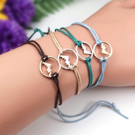 4pcs Mountain Peak Weave Bracelet Rope Chain Women Men Bracelet Outdoor Sport Skiing Journey Camping Lover