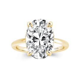 5.5ct Oval Cut Engagement Ring for Women,Simulated Diamond Promise Ring in Gold Plated 925 Sterling Silver(Size:6.5)