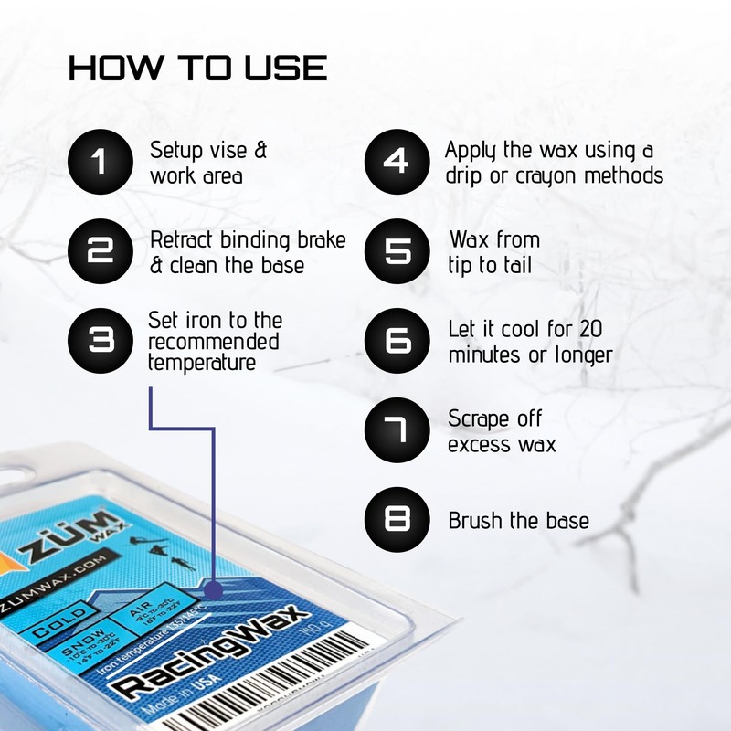 ZUMWax Ski/Snowboard RACING WAX - COLD Temperature - 100 gram