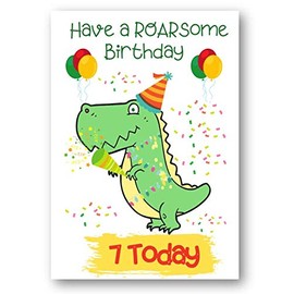 Second Ave Age 7 Children's Kids Dinosaur 7th Birthday Card Greetings Card