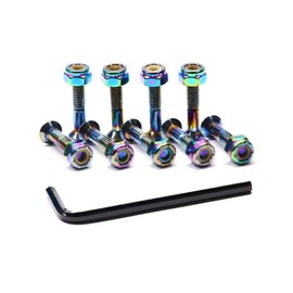 Skateboard Hardware 9PCS Bolts Set Deck Mounting Screws Nuts Hex Key Skate Parts Outfits Color Fasteners Longboard Cruiser Best Mounting Parts (Dazzling, 1)