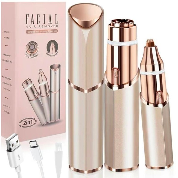 2-in-1 Facial Hair Remover & Eyebrow Trimmer with LED Light