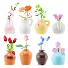 8 Pack Cute Mini Ceramic Vase Fridge Magnet, Mini Vases Magnets for Fridge,Tiny 3D Plant Vase for Refrigerator Decoration Kitchen Locker Kitchen Office