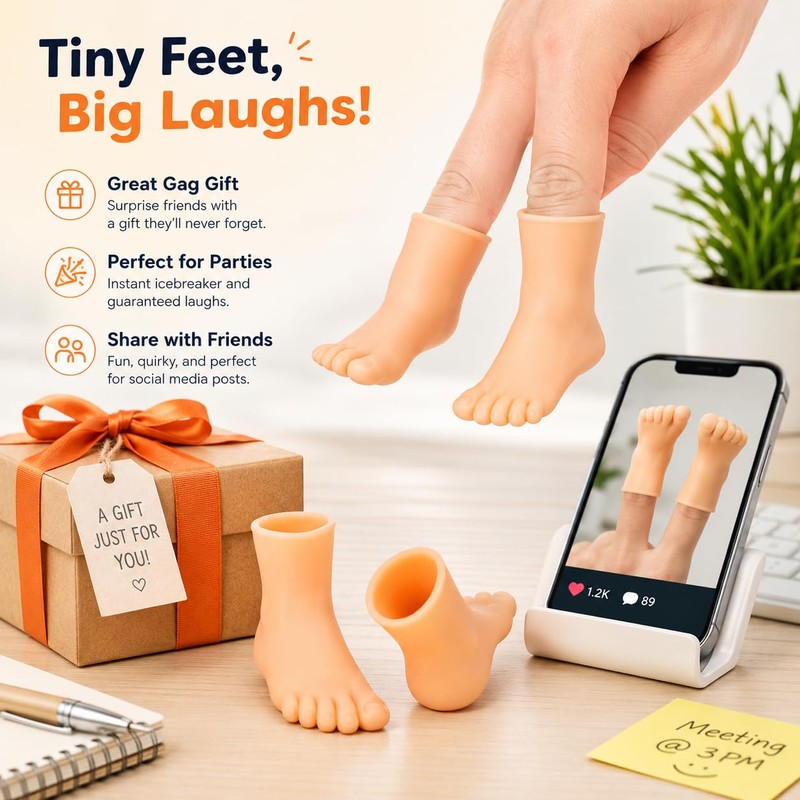 2 Pairs Finger Feet Puppet Tiny Feet, Finger Shoes, Realistic