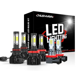 CHUSYYRAY For Volvo VNL VNM 2004-2015 Combo LED Headlight High/Low Beams + Fog Light Bulbs