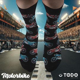 TODO Colours Funny Socks with Motif - Multicoloured, Colourful, Crazy for the Joy of Life, motorcycle socks