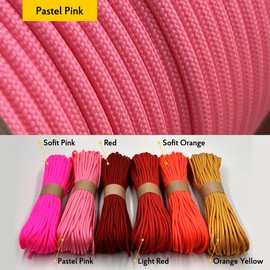 EdcX Paracord 4mm, 35+ Solid Colors (10m, 15m, 30m, 50m, 100m, 300m) | Ideal for Crafting, DIY, Camping, Survival, Outdoor | 100% Nylon Rope 4mm | Tactical Cord 550 Type III (Pastel Pink, 30 m)