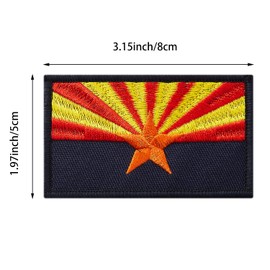 4Pcs Arizona State Flag Patches, Hook and Loop Embroidered Armband Flag Tactical Patches for Backpacks Hat Clothing Jackets.