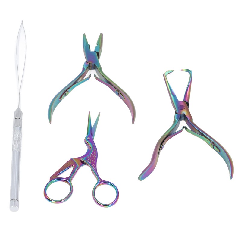 4pcs Hair Extension Tools with Pliers Wire Loop Beading Hook