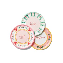 Coterie All You Need Is Love Paper Plates - Heart/Floral Designs for Valentine's Decorations | 9.25' Fancy Plates | 2 Designs per Pack