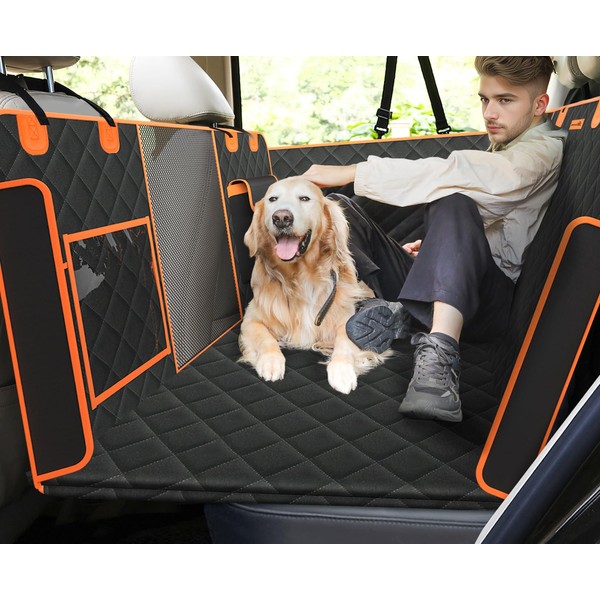 Pecute Dog Car Seat Extender, Back Seat Extender for Dogs Back Seat Cover Bed for Car Tuck with Reinforced Extendable Seat Plate, Waterproof, Dog Car Hammock for Travel Camping