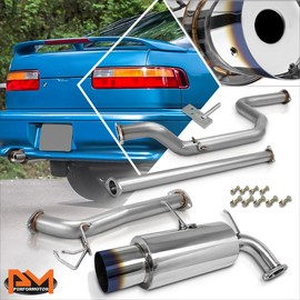 PM PERFORMOTOR 4.5" Burnt Tip Muffler Catback Exhaust System Compatible with 90-93 Acura Integra DA9 DB B18