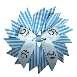 Stripes Flower with Softball, Made in the USA. White Pony Band (Light Blue)