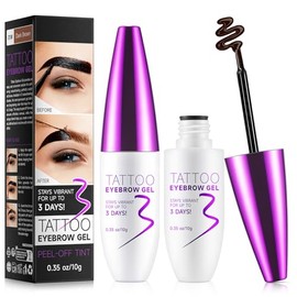 Tattoo Eyebrow Gel,Peel Off Tattoo Eyebrow Gel Tinting,2pcs Dark Brown Tinted Eye Brow Glue, Waterproof Long,lasting Transfer,proof, Up to 3 Days,Makeup Gift for Women-01# (Dark Brown)