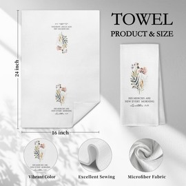 WARDOS Christian Kitchen Towels, Inspirational Christian Gifts for Women, His Mercies are New Every Morning Bible Verse Hand Dish Towels for Bathroom Kitchen, 16x24 Inch