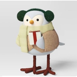 Fabric Christmas Bird Figurine Holding Gift Named Fern