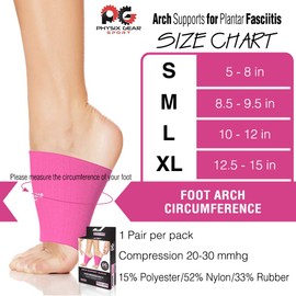 Physix Gear Arch Support Bands for Foot discomfort comfort - Arch comfort Compression Bands, Arch Support Band for Plantar Fasciitis, Arch Compression Support, Arch Sleeves, Foot Arch, Pink, XL