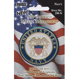 Military Self-Adhesive Metal Medallion 2"-Navy