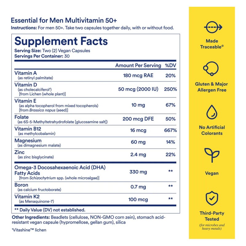Ritual Multivitamin Para Hombres 50 Vegano Con Zinc Y D3