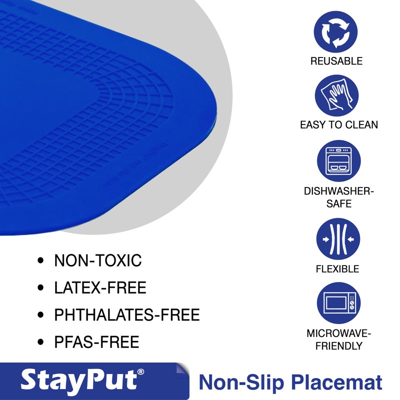 StayPut Premium Non-Slip Placemats - Rectangular & Circular Designs for