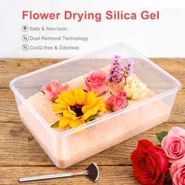 suobo Silica Gel Flower Drying, 6LBS Flower Preservation Kit, Color Indicating Flower Drying Crystals with Airtight Container and Brush, Reusable Silica Sand for Wedding Bouquet