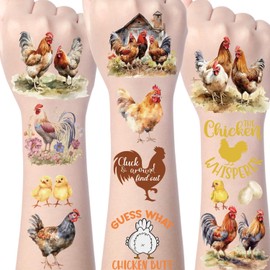 Yoyuspy Chicken Temporary Tattoos Stickers - 200+ Chicken Farm Tattoos Gifts Decor Stickers Chicken Birthday Party Favors Supplies Decorations School Prizes Rewards Crazy Chicken Lady Temporary Tattoo