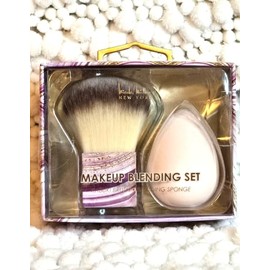 Nicole Miller Makeup Brush & Sponge Set, Kabuki Brush, Blending Sponge, Purple