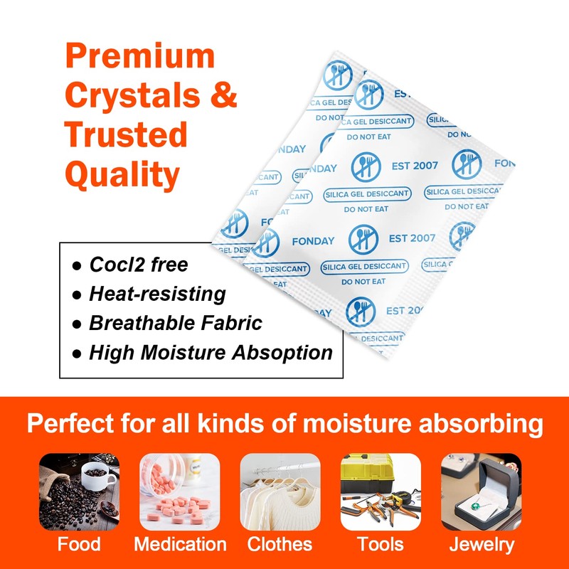 1 Gram 100 Packets Fonday Food Grade Silica Gel Desiccants