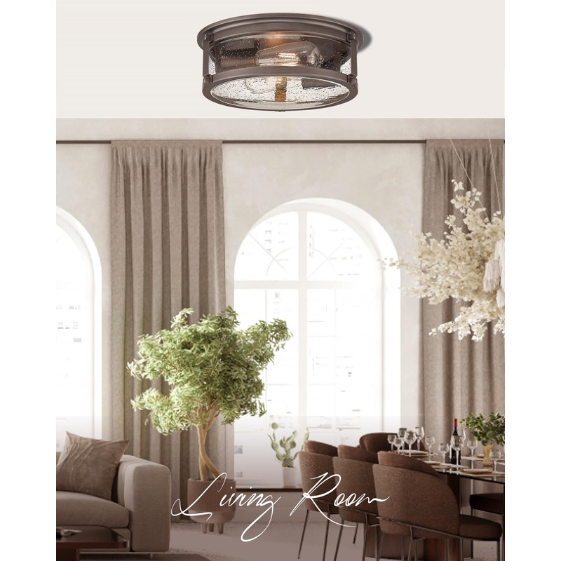 FOITTON 2Pack Industrial Flush Mount Light Fixture, 2-Light Farmhouse Ceiling