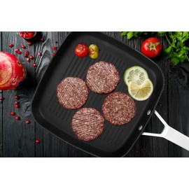 MsMk 11 Inch Induction Grill Pan, Bacon Carbonize also Nonstick, PFOA Free Non-Toxic, Stay-Cool Handle, Scratch-resistant, Induction Griddle Pan for Stove Top