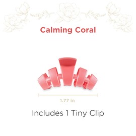 TELETIES - Classic Tiny Hair Clip - Spring Collection - Hair Claw Clips for Women - Strong Grip, Bendable Teeth, Curved Design - For All Hair Types and Textures - Calming Coral
