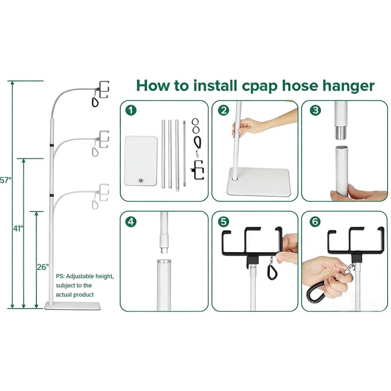 EonRivet All-Metal CPAP Hose Holder – Bedside Stand with Hook