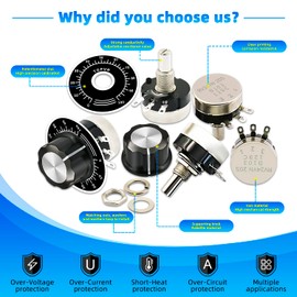 DaFuRui RV24YN20S Carbon Film Rotary Taper Potentiometer，4pcs 20K Potentiometer Single Turn Carbon Film Rotary Taper Potentiometer Used for Inverter Speed Regulation