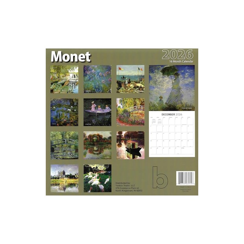 2026 Monet Full Size Wall Calendar for Planning, Scheduling, and