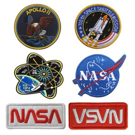 Zcketo NASA Embroidered Patch Closure, Nasa Space Exploration Patch for Clothes, Bags, Backpack, Uniform, Vest, Military, Tactical Jersey, Boys and Men, Pack of 6