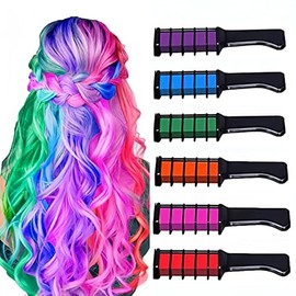 Juego de peines temporales para el cabello, 6 colores vibrantes, aplicador de tiza para teñir el cabello instantáneamente