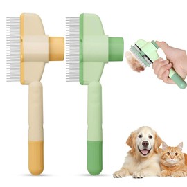 Flohkamm für Katzen, Katzenkamm, 2 Stück Selbstreinigender Flohkamm für Haustiere, Flohkamm Hunde, Katzen Haarbürste,Fellblitz Bürste Entfernt auf Knopfdruck Schnell Verirrte Haare