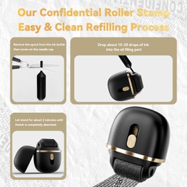 Zumist Identity Theft Protection Roller Stamp - 2 Pack Address Blocker Stamps, Wide Confidential Privacy Stamp, Guard Your ID Stamp Roller & Label Eraser, Privacy Security Safety, Black