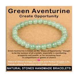 AD Beads Handmade Gemstone Stretch Elastic Bracelet Crystal Healing Reiki Nature's Beauty and Spiritual Essence Unisex (6mm, Green Aventurine (Opportunity))