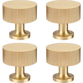 RZDEAL 4pcs Solid Brass Cabinet Knobs Pulls Cabinet Drawer Dresser Gold Knobs Modern Handles Knobs(1-1/8"x1-1/8/28mmx28mm),Brushed Brass Finish
