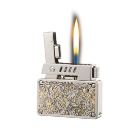 Ambrogio.L Trench Oil Lighter, Vintage Refillable Lighter Brass, Retro Soft Flame Double Burners Fire Starter for Men Women,Engraved