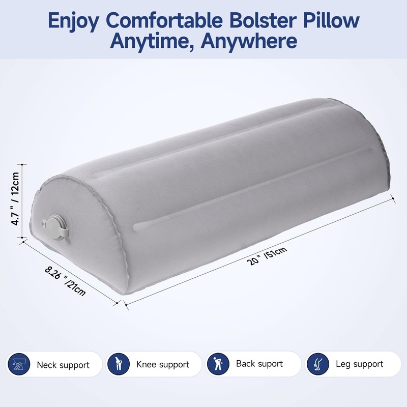 Inflatable Half Moon Pillow for Legs, Knees & Back -