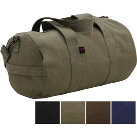 Rothco Heavyweight Cotton Canvas Duffle Bag Sports Gym Shoulder & Carry Bag 15"x8"x8" - Earth Brown