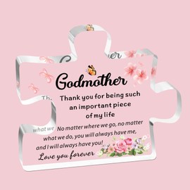 SDOFY Godmother Gifts Godmother Christmas Birthday Gifts Will You Be My Godmother Acrylic Plaque Gifts for Godmother Thank You for Being a Piece of My Life