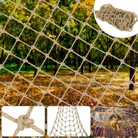 3.28 x 6.56 ft Kids Climbing Net Hemp Rope Net Cargo Net Heavy Duty Safety Net for Children Indoor Outdoor Tree House Stair Fence Balcony Railing Playground Garden Protection