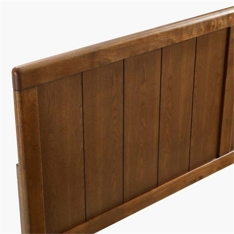 Pemberly Row Full Modern Rubberwood and MDF Headboard in Walnut