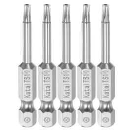 sourcing map 5pcs TS10 Magnetic Security Star 5 Point Screwdriver Bit 1/4" Hex Shank 2" Length